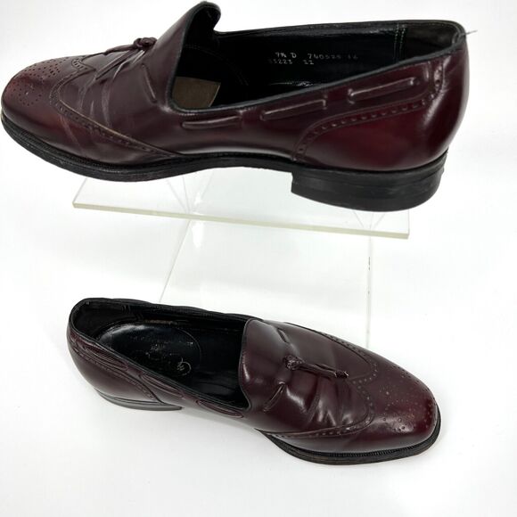 FLORSHEIM IMPERIAL Mens Cordovan Leather Tasseled Wing-Tip Slip-On Dress Shoes - Picture 1 of 9
